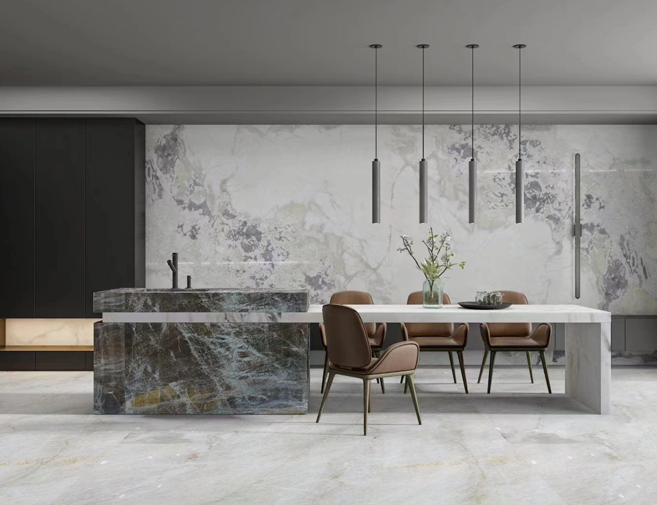 dover white marble kitchen