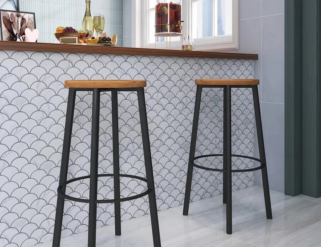 carrara marble fan mosaic