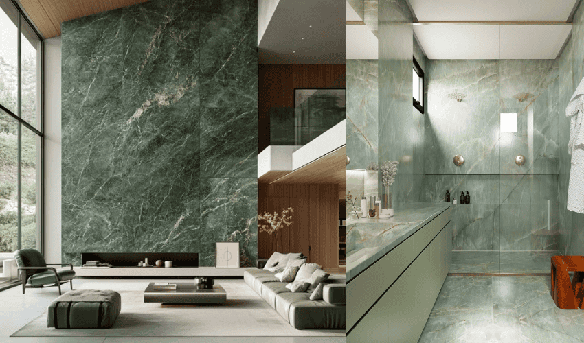 Green living room and bathroom walls Green living room and bathroom walls
